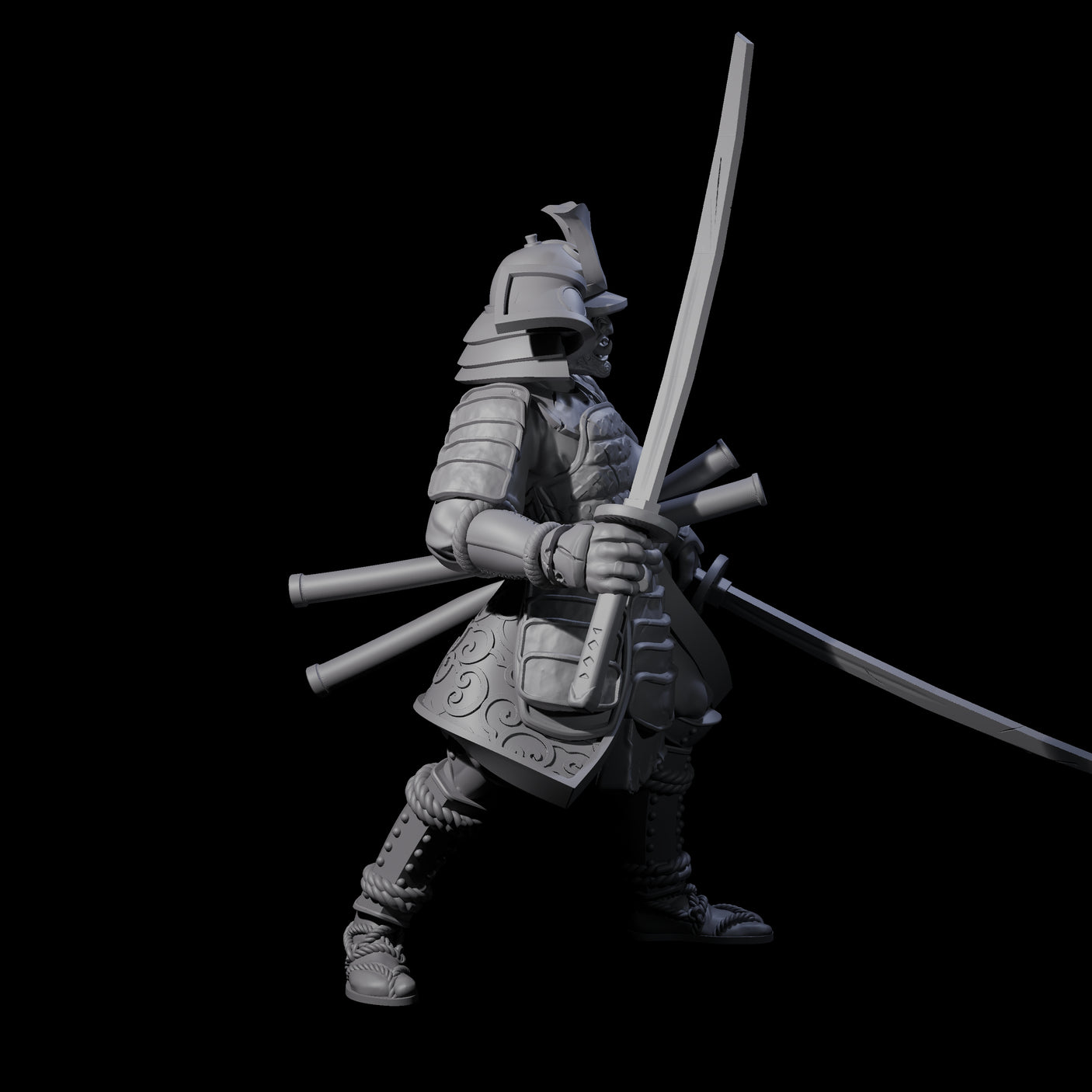 Duel Sword Wielding Samurai Miniature for Dungeons and Dragons, Pathfinder or other TTRPGs