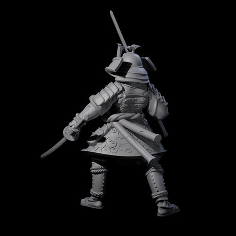 Duel Sword Wielding Samurai Miniature for Dungeons and Dragons, Pathfinder or other TTRPGs