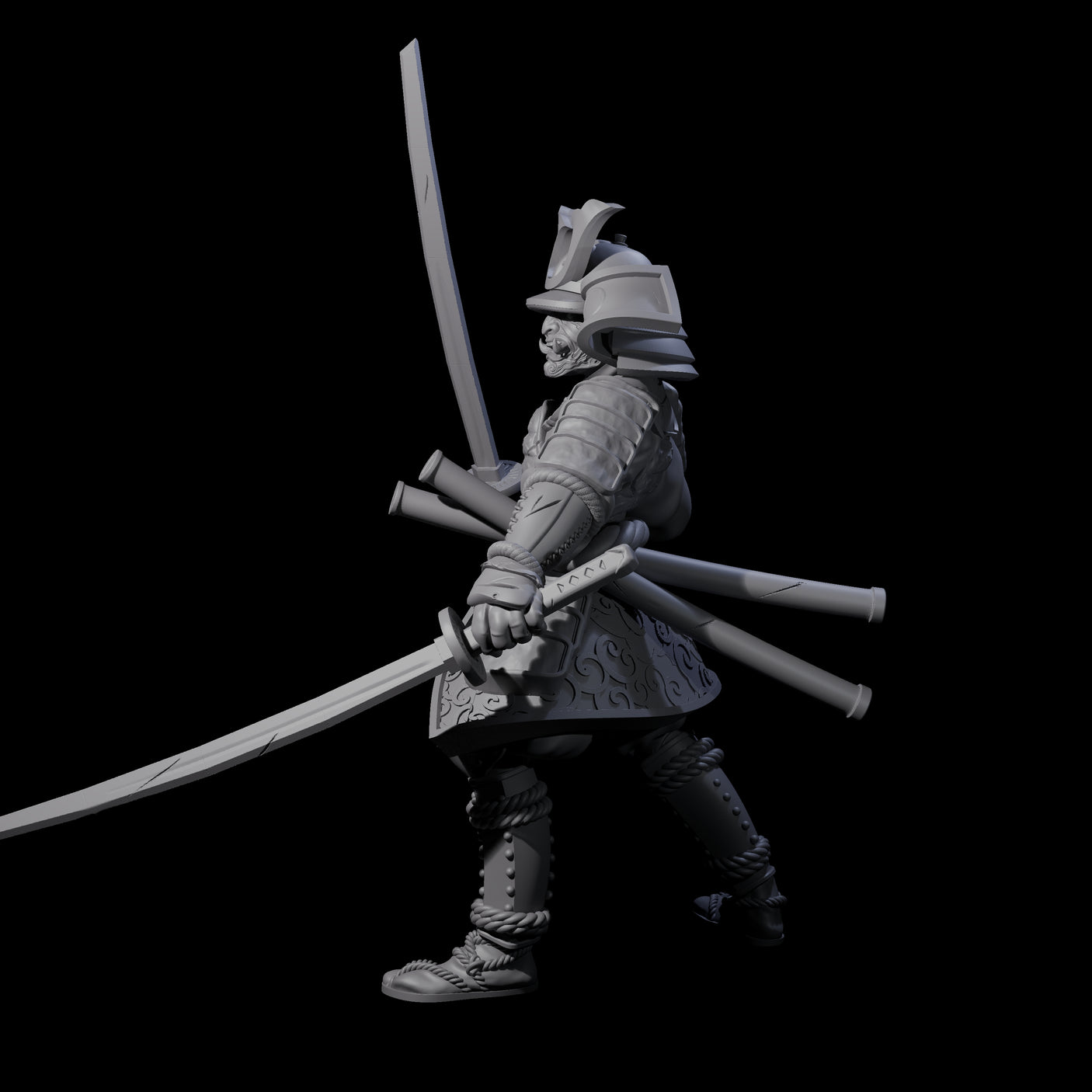 Duel Sword Wielding Samurai Miniature for Dungeons and Dragons, Pathfinder or other TTRPGs