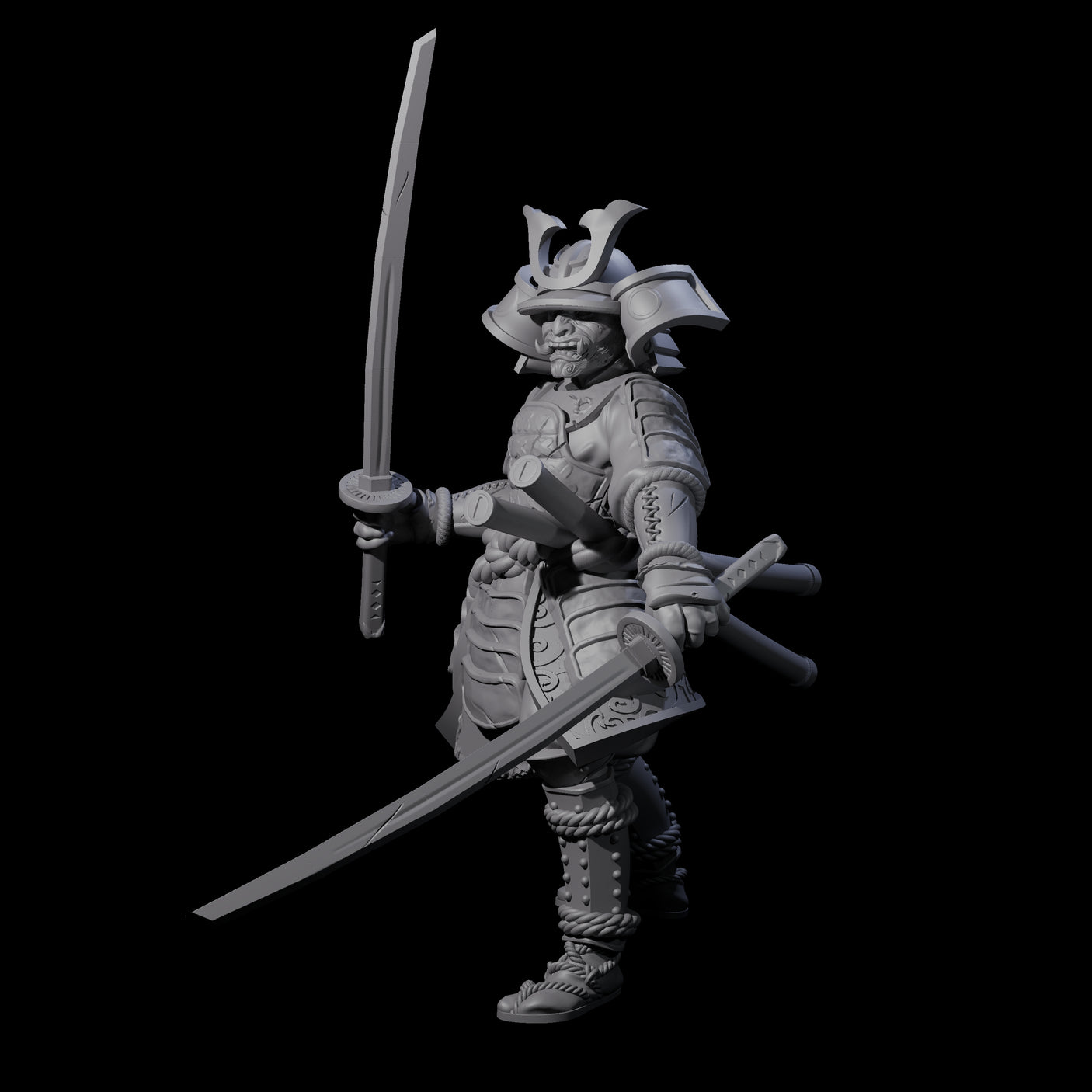 Duel Sword Wielding Samurai Miniature for Dungeons and Dragons, Pathfinder or other TTRPGs