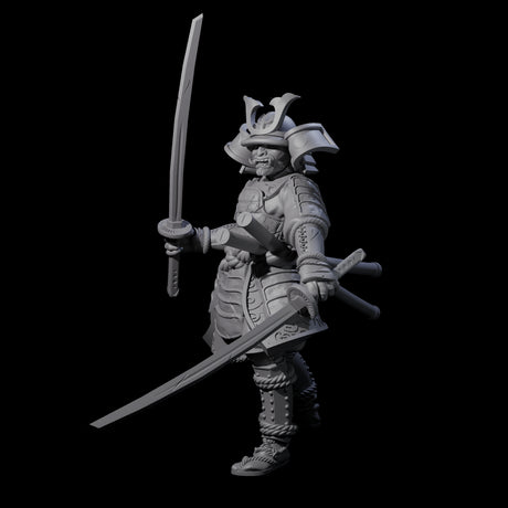 Duel Sword Wielding Samurai Miniature for Dungeons and Dragons, Pathfinder or other TTRPGs