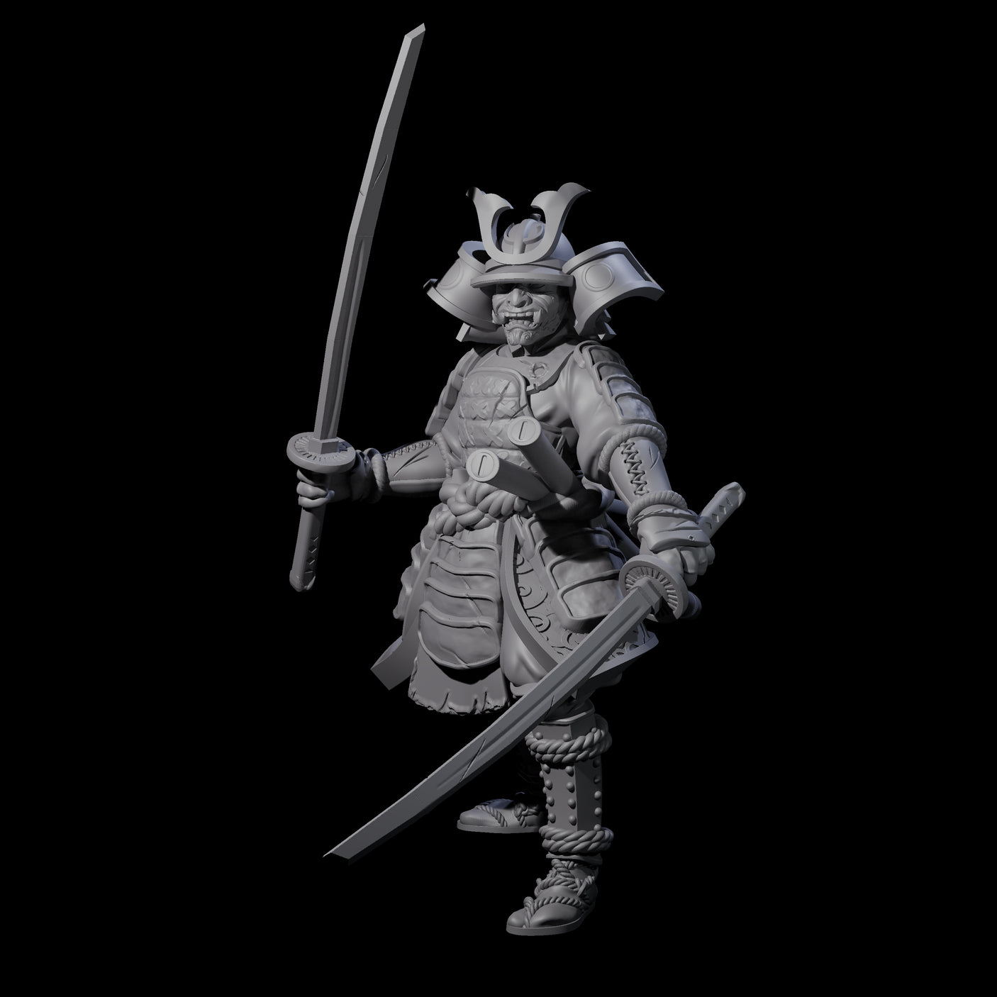Duel Sword Wielding Samurai Miniature for Dungeons and Dragons, Pathfinder or other TTRPGs
