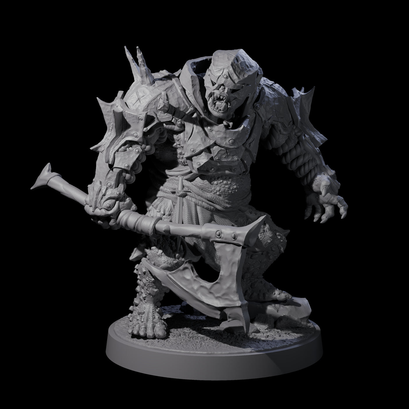 Dumb Spiky Ogre Warrior C Miniature for Dungeons and Dragons, Pathfinder or other TTRPGs