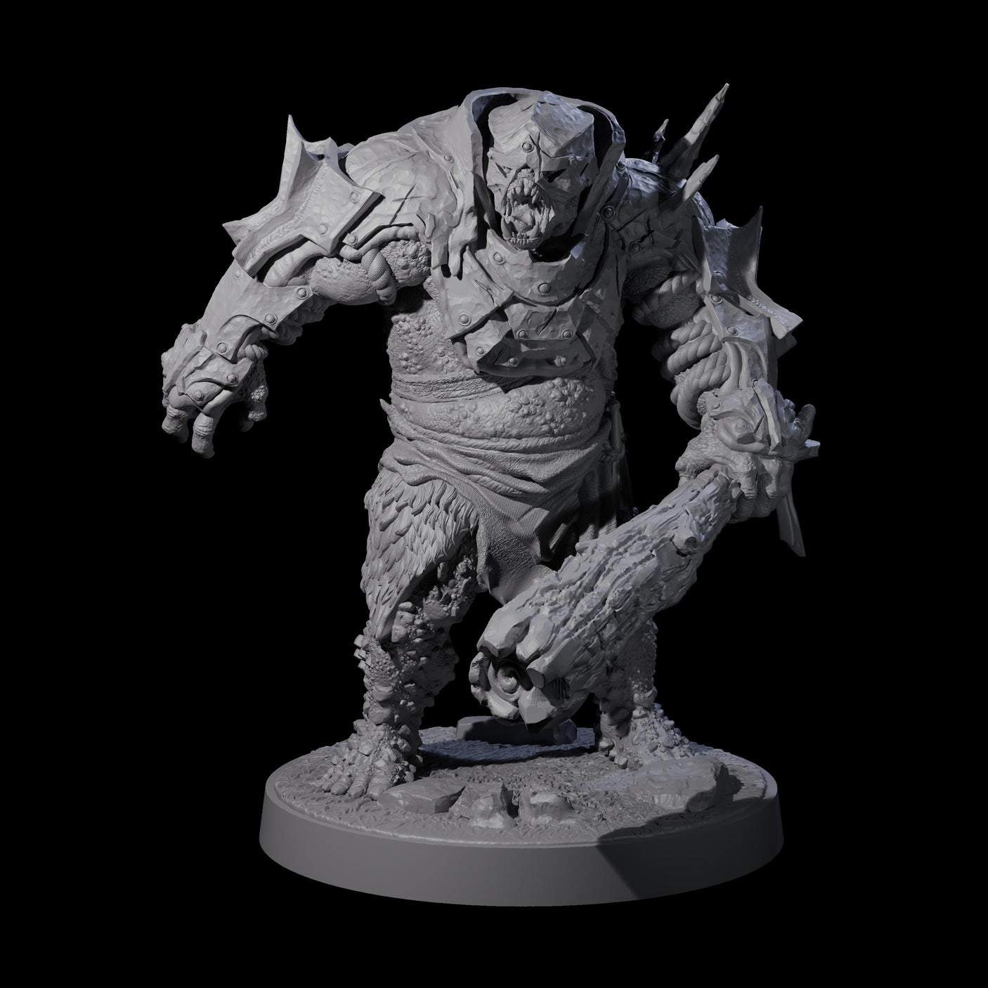 Dumb Spiky Ogre Warriors Miniature for Dungeons and Dragons, Pathfinder or other TTRPGs