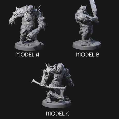 Dumb Spiky Ogre Warriors Miniature for Dungeons and Dragons, Pathfinder or other TTRPGs