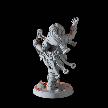 Dwarf Bard Pin-up Miniature for Dungeons and Dragons, Pathfinder or other TTRPGs