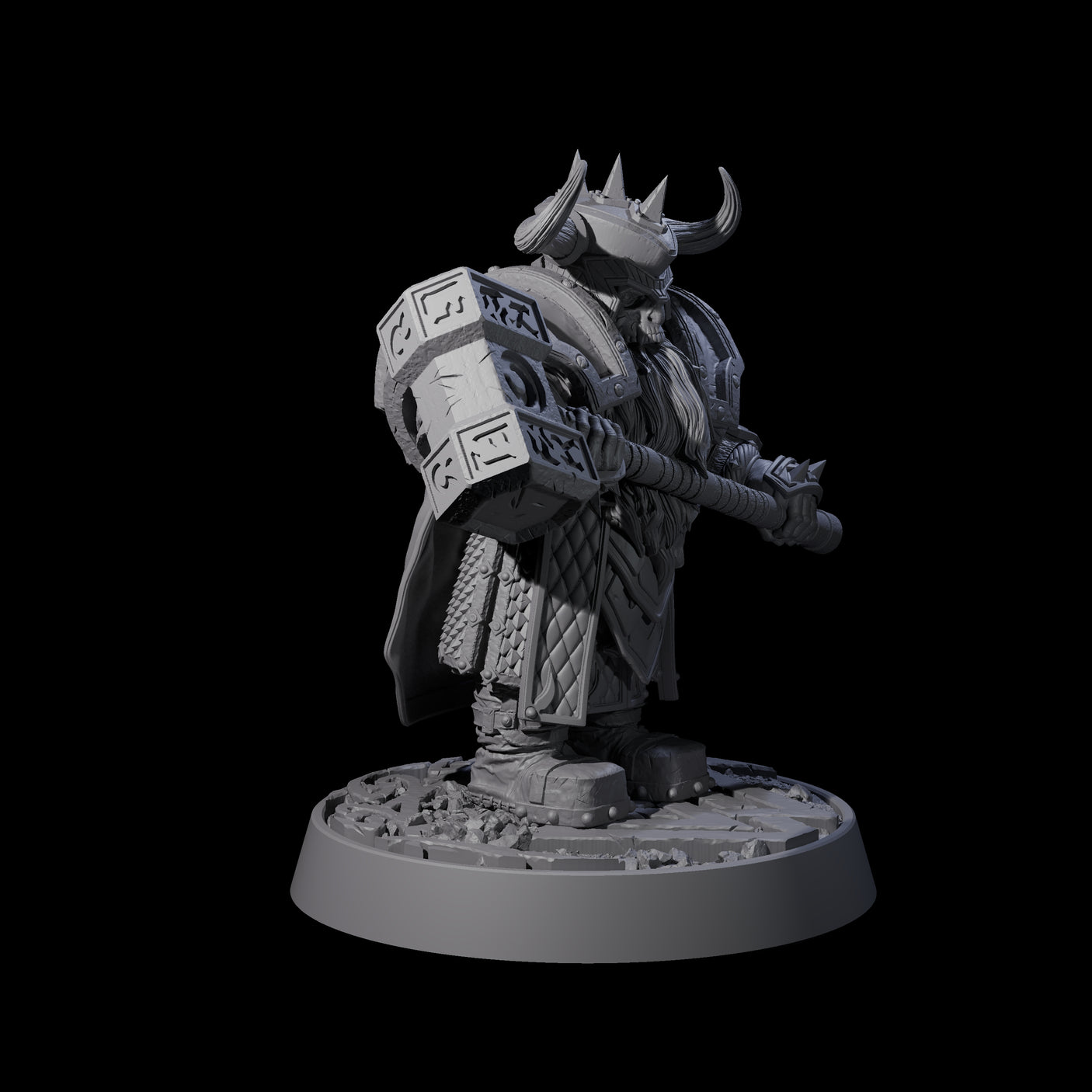 Dwarf Death Paladin B Miniature for Dungeons and Dragons, Pathfinder or other TTRPGs