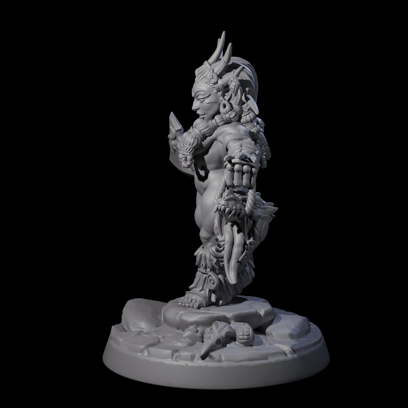 Dwarf Huntress Pin-up Miniature for Dungeons and Dragons, Pathfinder or other TTRPGs