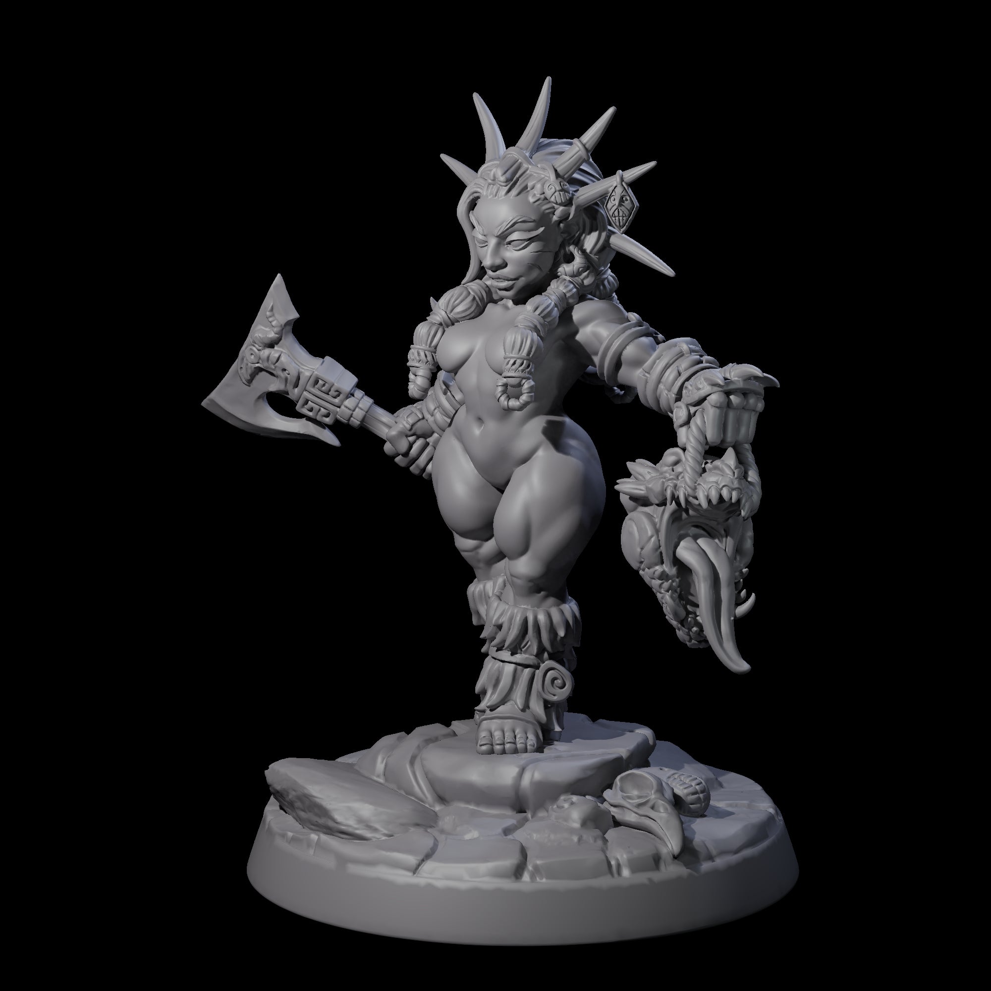 Dwarf Huntress Pin-up Miniature for Dungeons and Dragons, Pathfinder or other TTRPGs