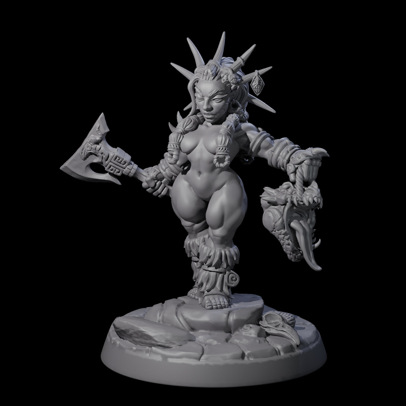 Dwarf Huntress Pin-up Miniature for Dungeons and Dragons, Pathfinder or other TTRPGs