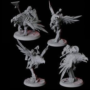 Dwarf Sky Cavalry Miniature for Dungeons and Dragons, Pathfinder or other TTRPGs