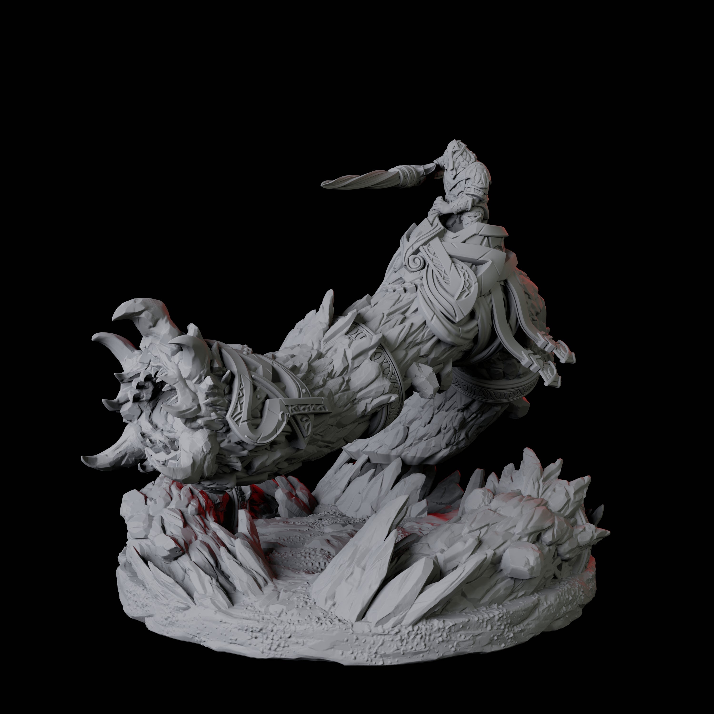 Dwarf Worm Rider C Miniature for Dungeons and Dragons, Pathfinder or other TTRPGs