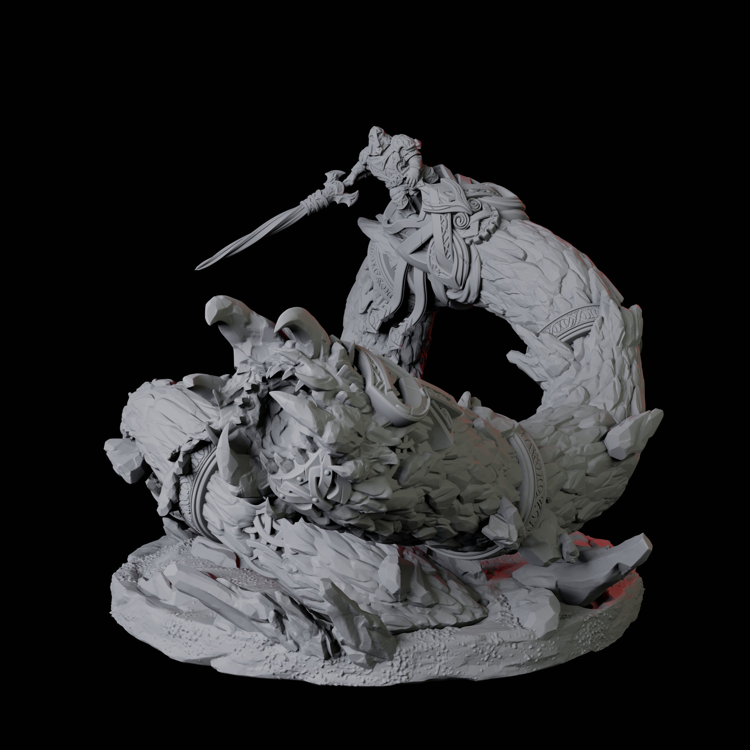 Dwarf Worm Rider D Miniature for Dungeons and Dragons, Pathfinder or other TTRPGs