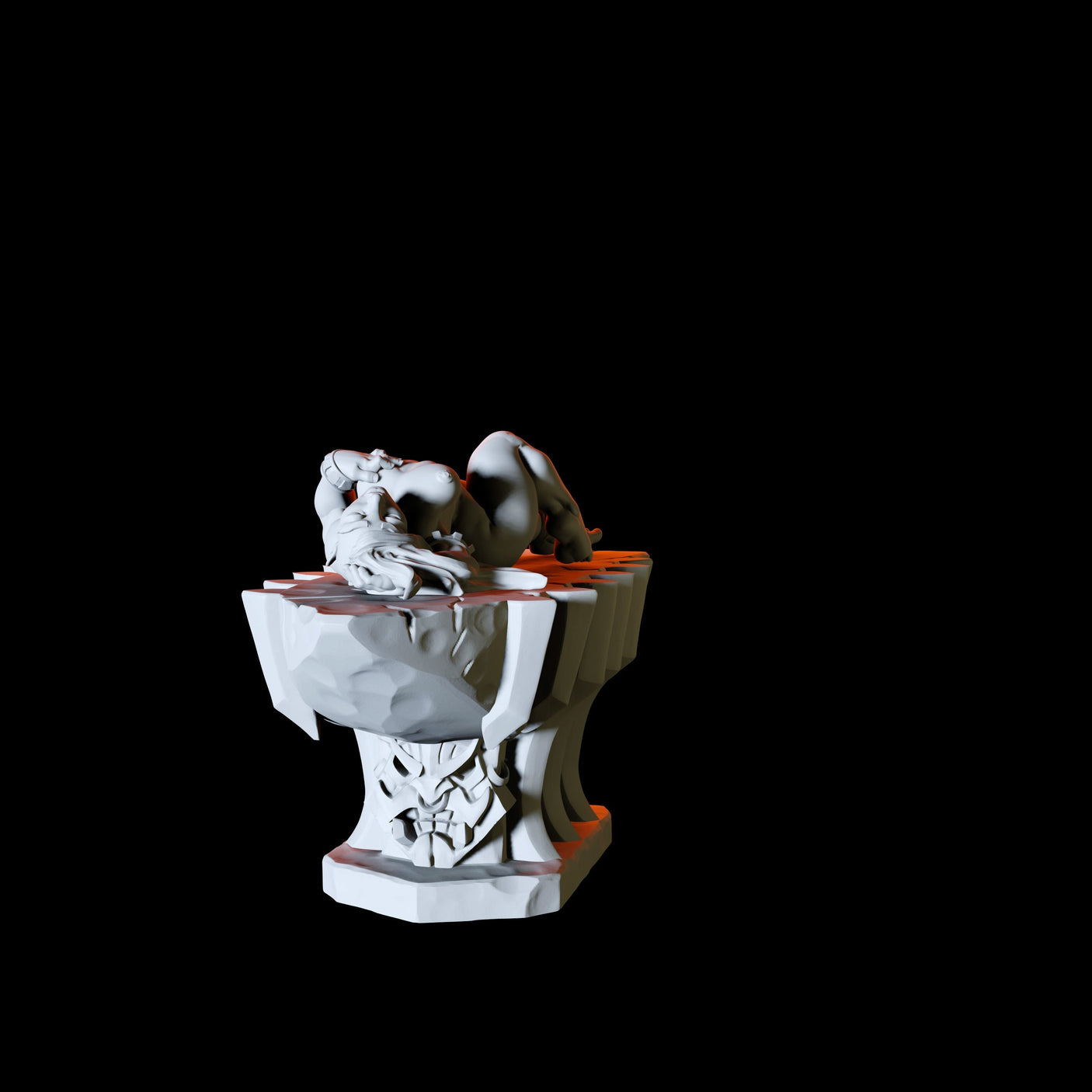 Dwarf on Altar Pin-up Miniature for Dungeons and Dragons, Pathfinder or other TTRPGs