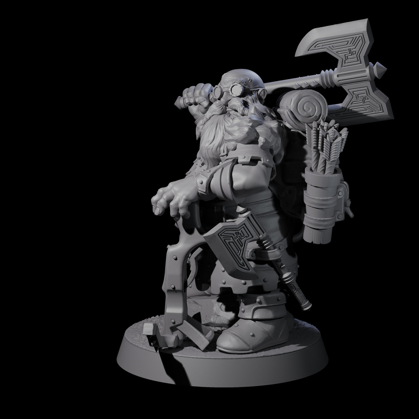 Dwarven Mercenary Company - The Stoutmasters A Miniature for Dungeons and Dragons, Pathfinder or other TTRPGs