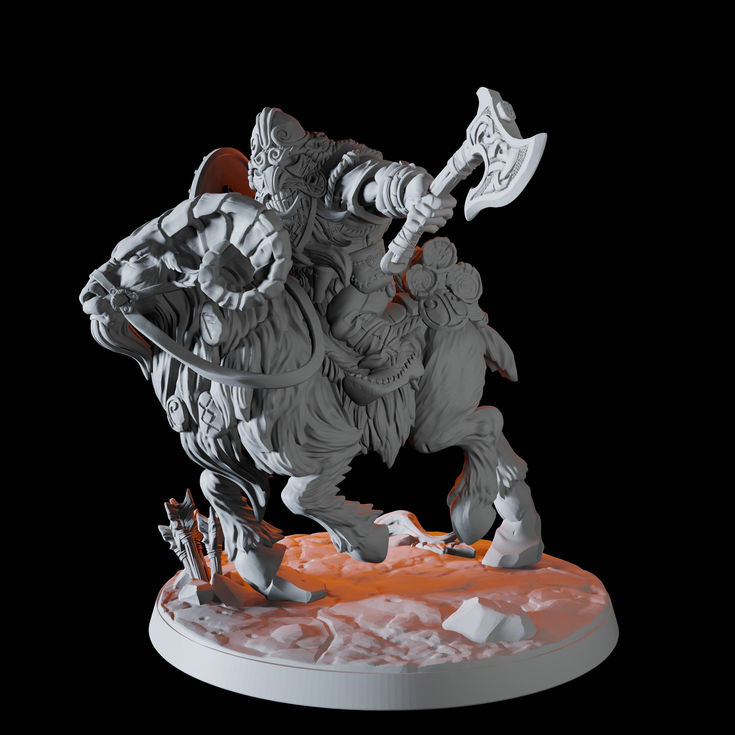 Dwarf on Giant Ram Miniatures for Dungeons and Dragons - Myth Forged