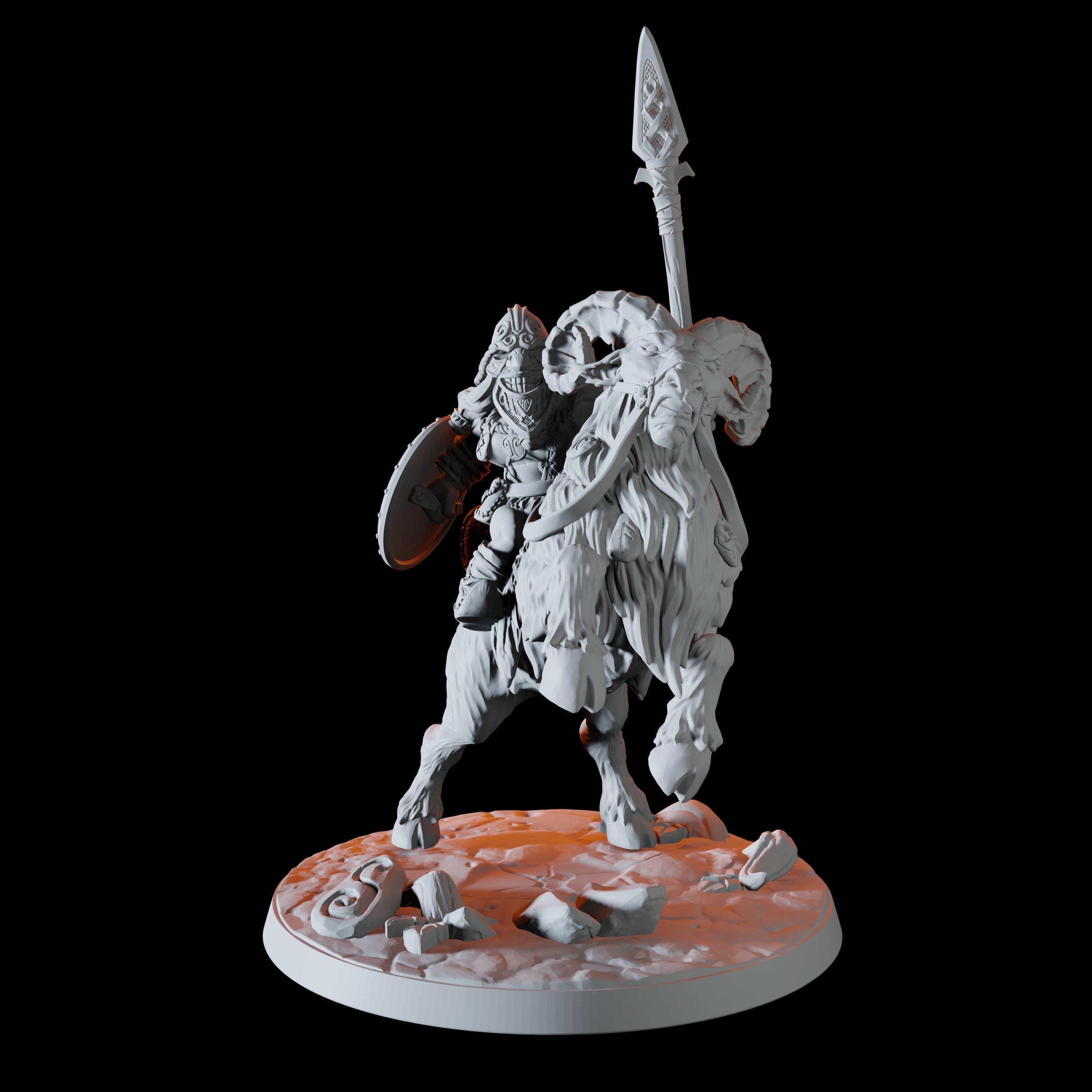 Dwarf on Giant Ram Miniatures for Dungeons and Dragons - Myth Forged