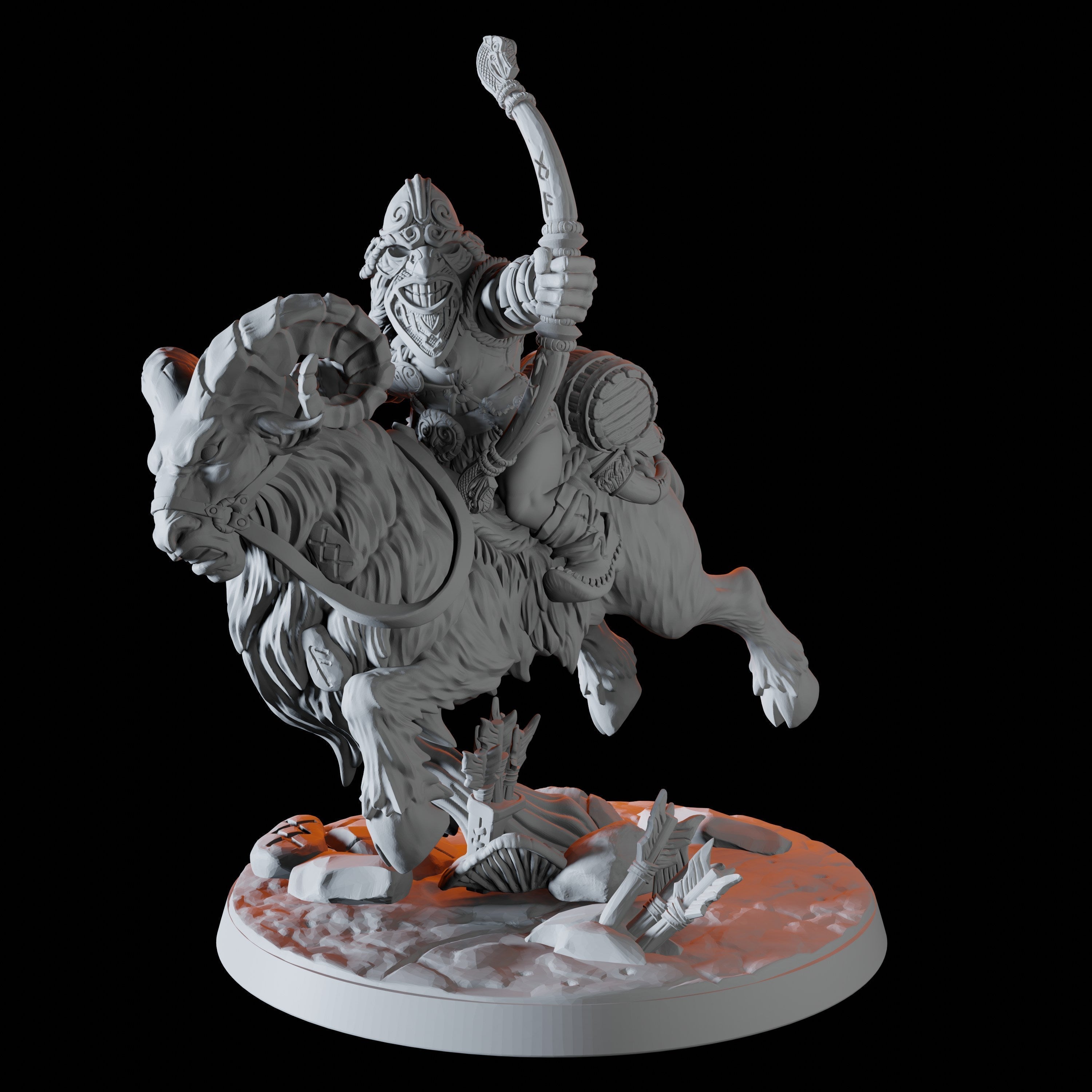 Dwarf on Giant Ram Miniatures for Dungeons and Dragons - Myth Forged