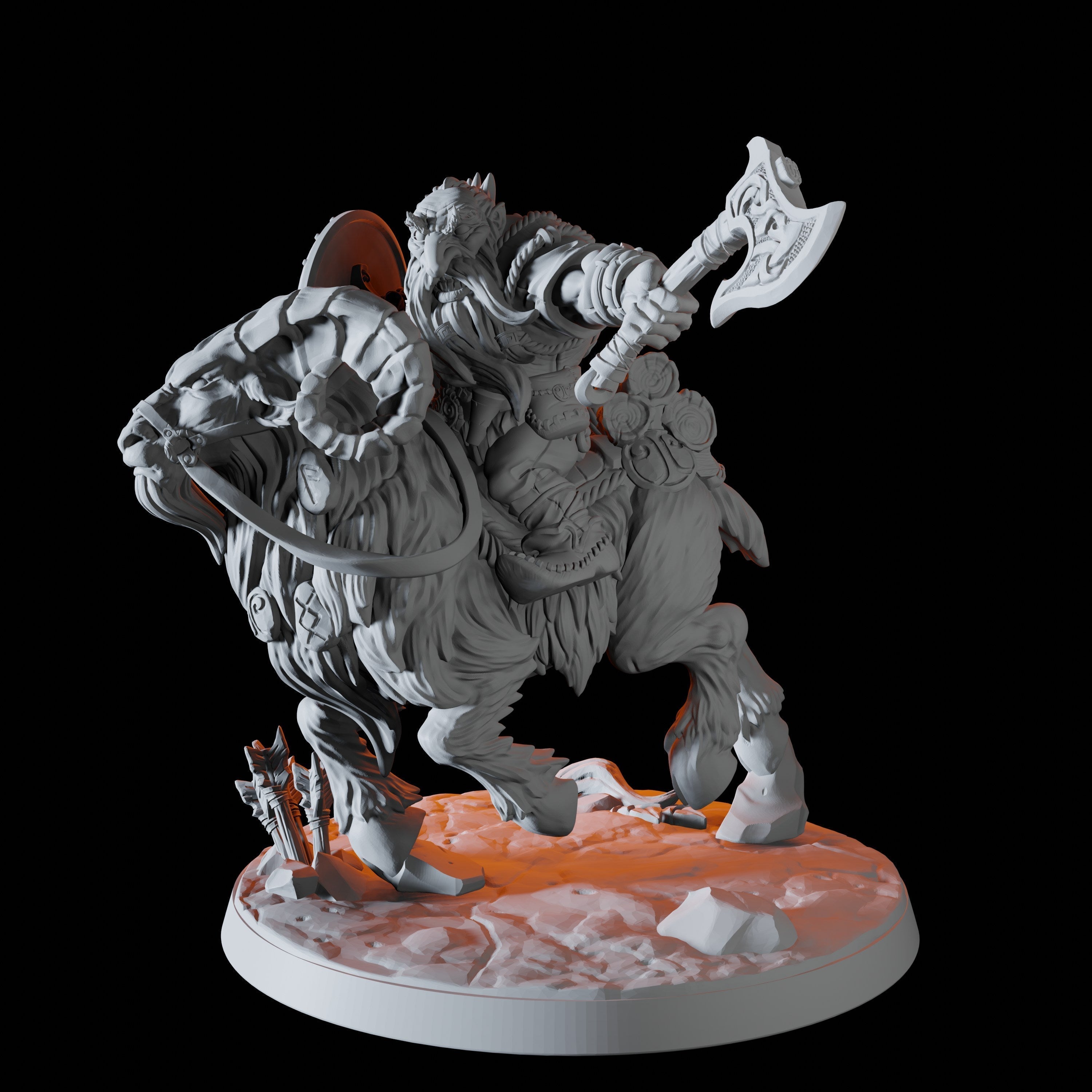 Dwarf on Giant Ram Miniatures for Dungeons and Dragons - Myth Forged