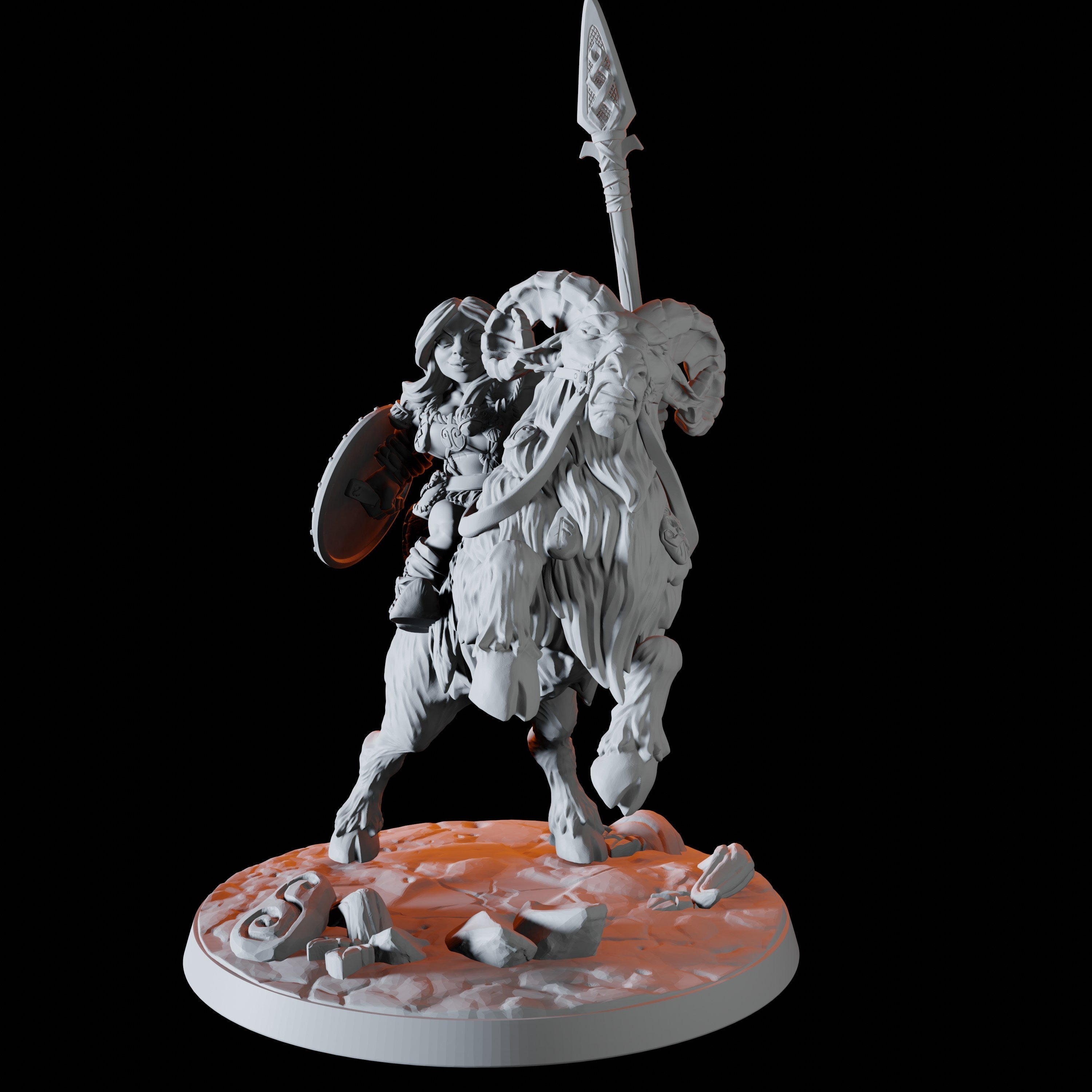 Dwarf on Giant Ram Miniatures for Dungeons and Dragons - Myth Forged