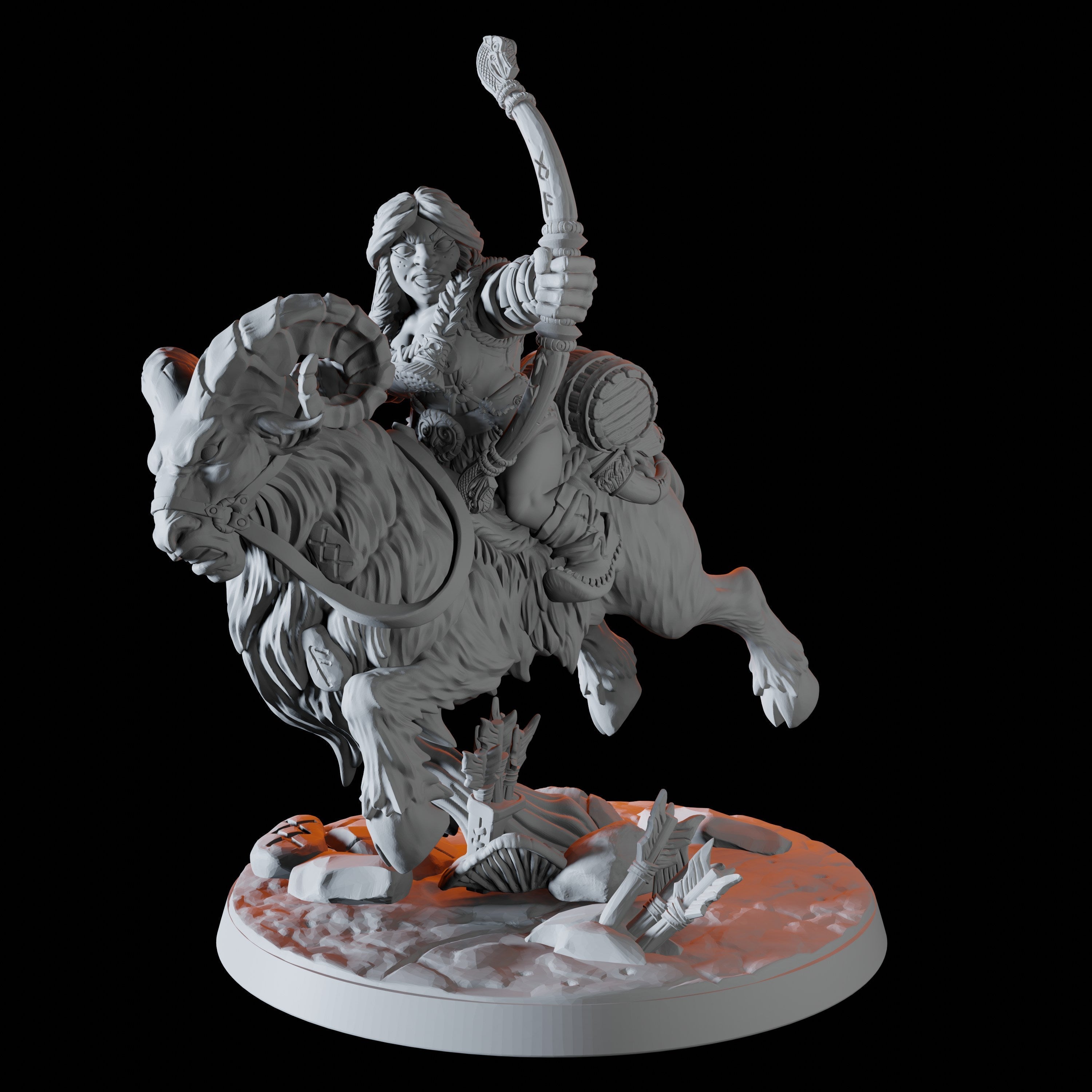 Dwarf on Giant Ram Miniatures for Dungeons and Dragons - Myth Forged