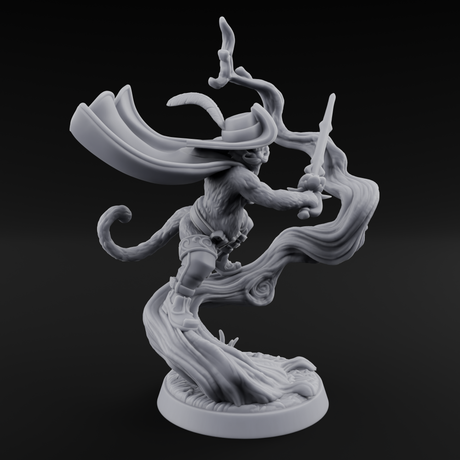 Dynamic Tabaxi Swashbuckler Miniature for Dungeons and Dragons, Pathfinder or other TTRPGs