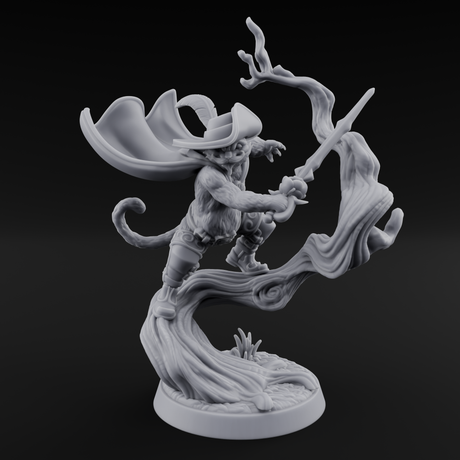 Dynamic Tabaxi Swashbuckler Miniature for Dungeons and Dragons, Pathfinder or other TTRPGs