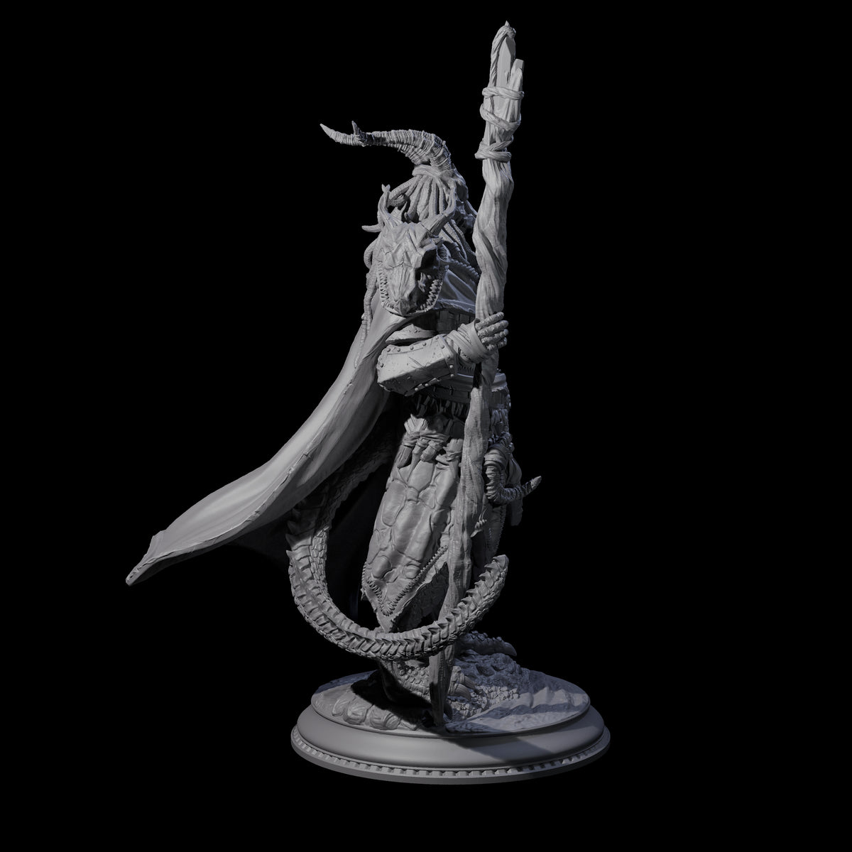 Earthy Dragonborn Druid Miniature for Dungeons and Dragons, Pathfinder or other TTRPGs