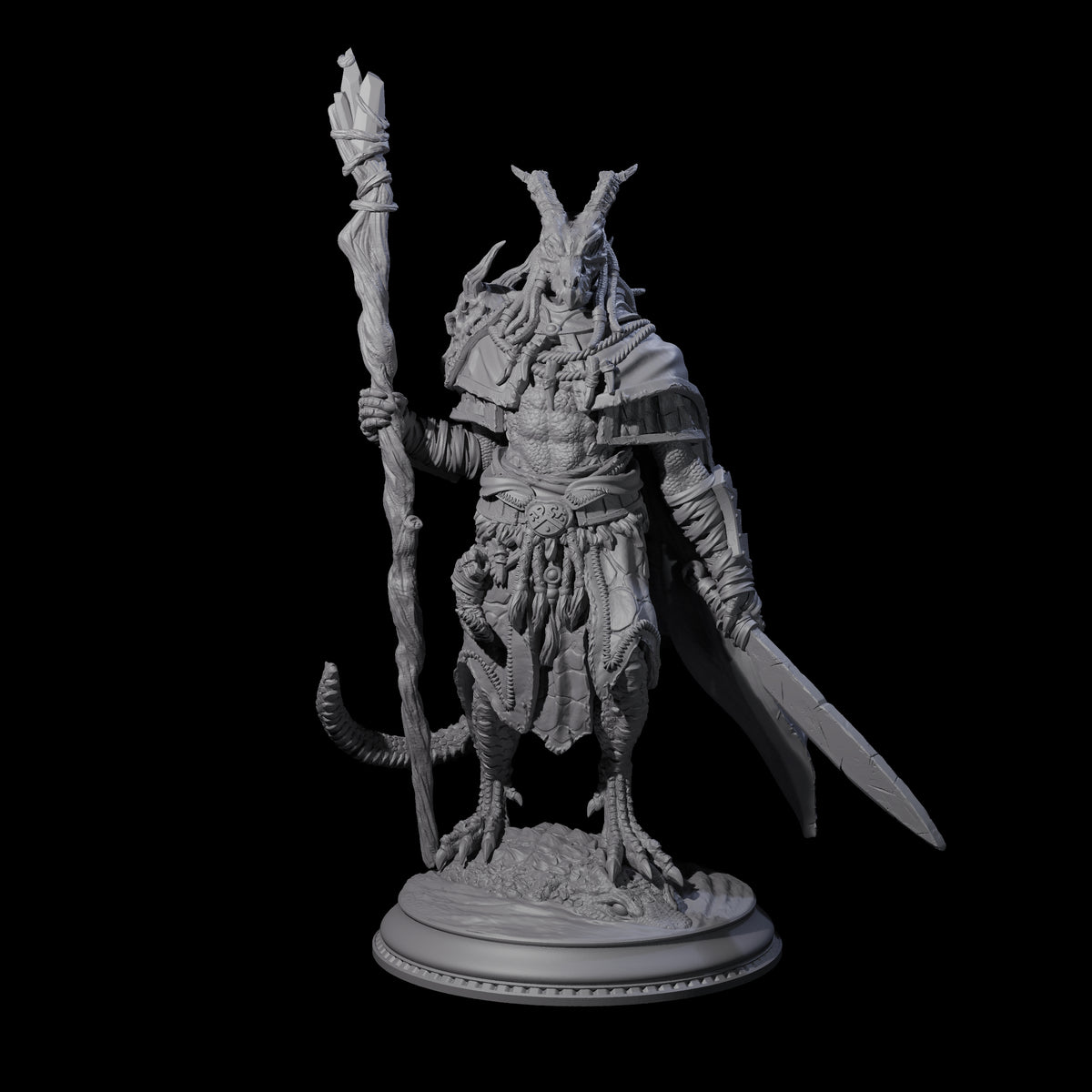 Earthy Dragonborn Druid Miniature for Dungeons and Dragons, Pathfinder or other TTRPGs