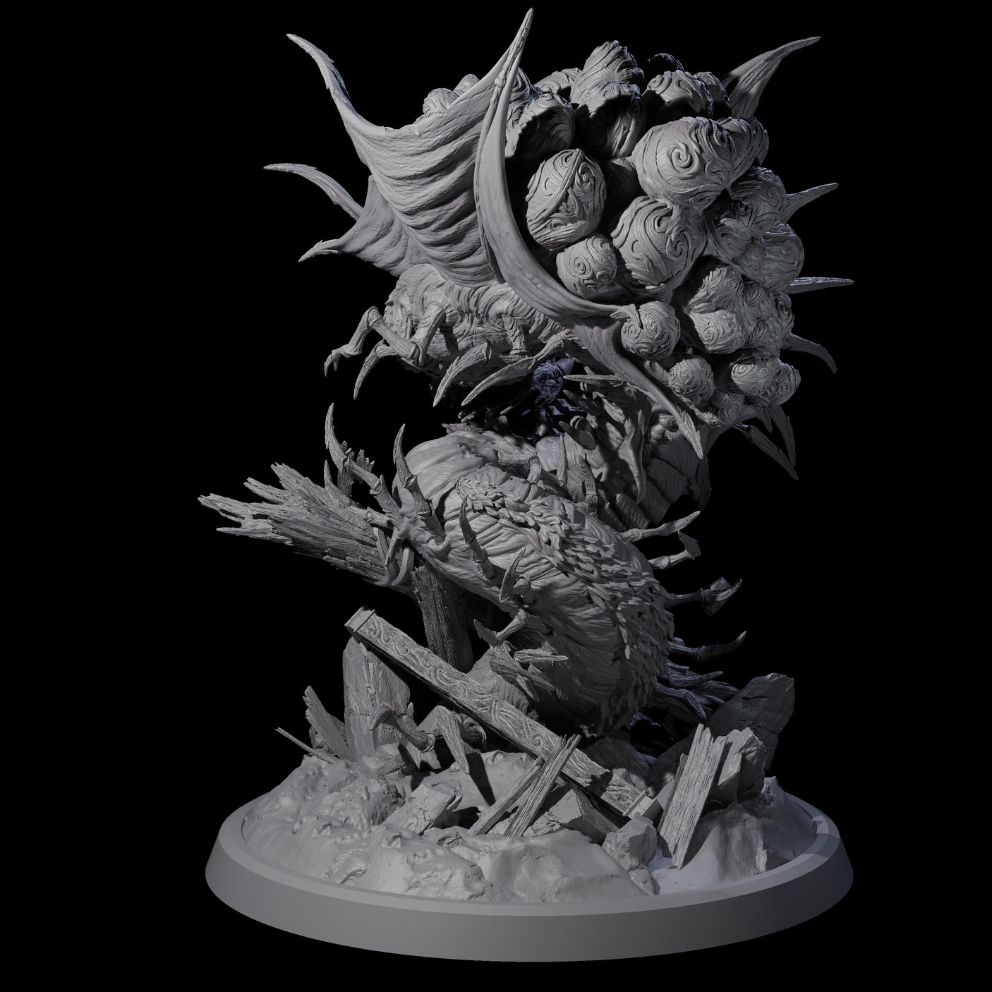 Egg Clutching Giant Centipede Miniature for Dungeons and Dragons, Pathfinder or other TTRPGs