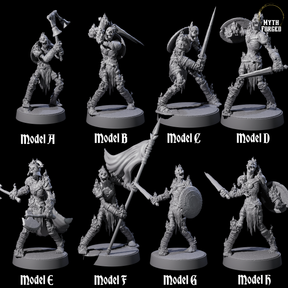 Eight Ablaze Skeleton Thralls Miniature for Dungeons and Dragons, Pathfinder or other TTRPGs