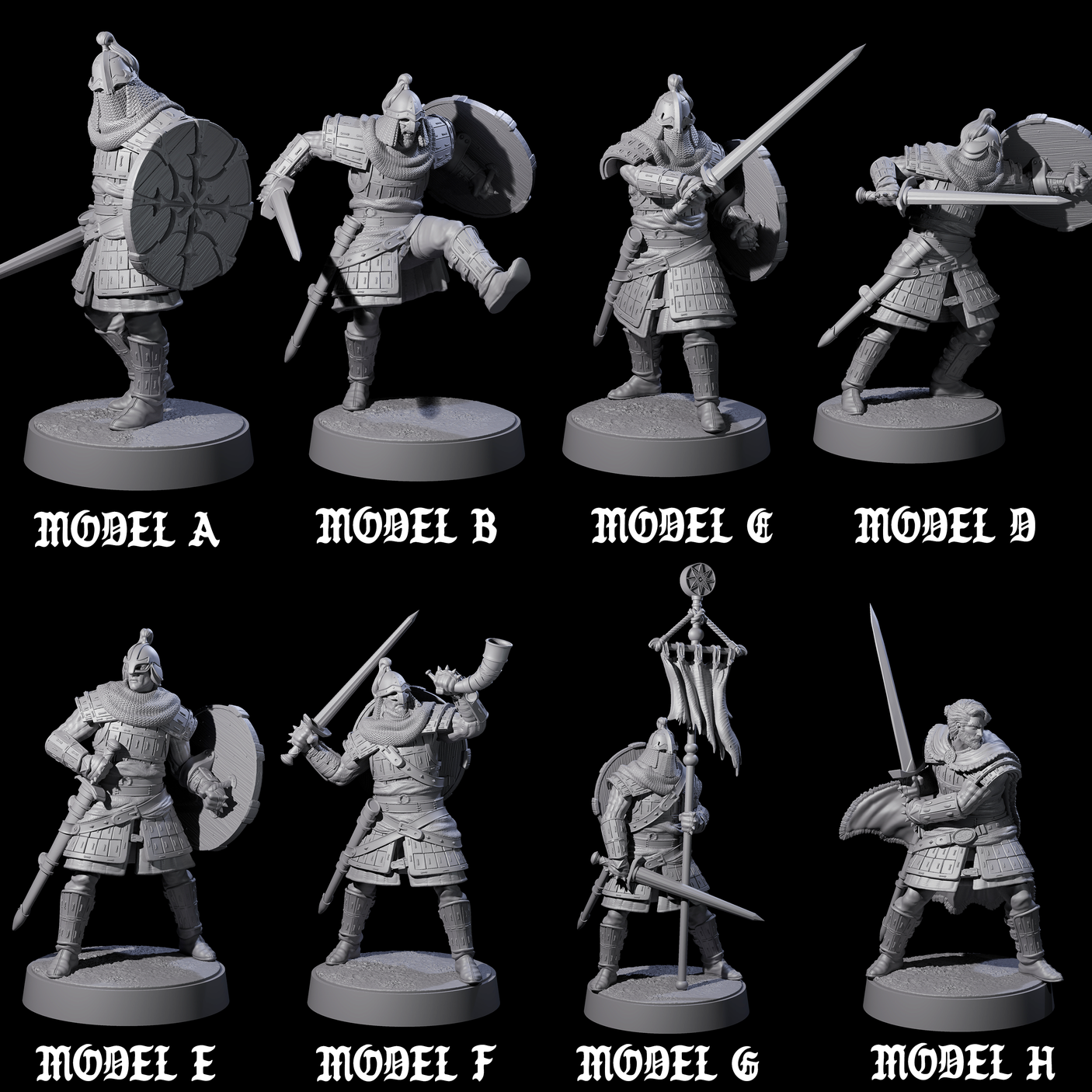 Eight Desert Mercenaries Miniature for Dungeons and Dragons, Pathfinder or other TTRPGs