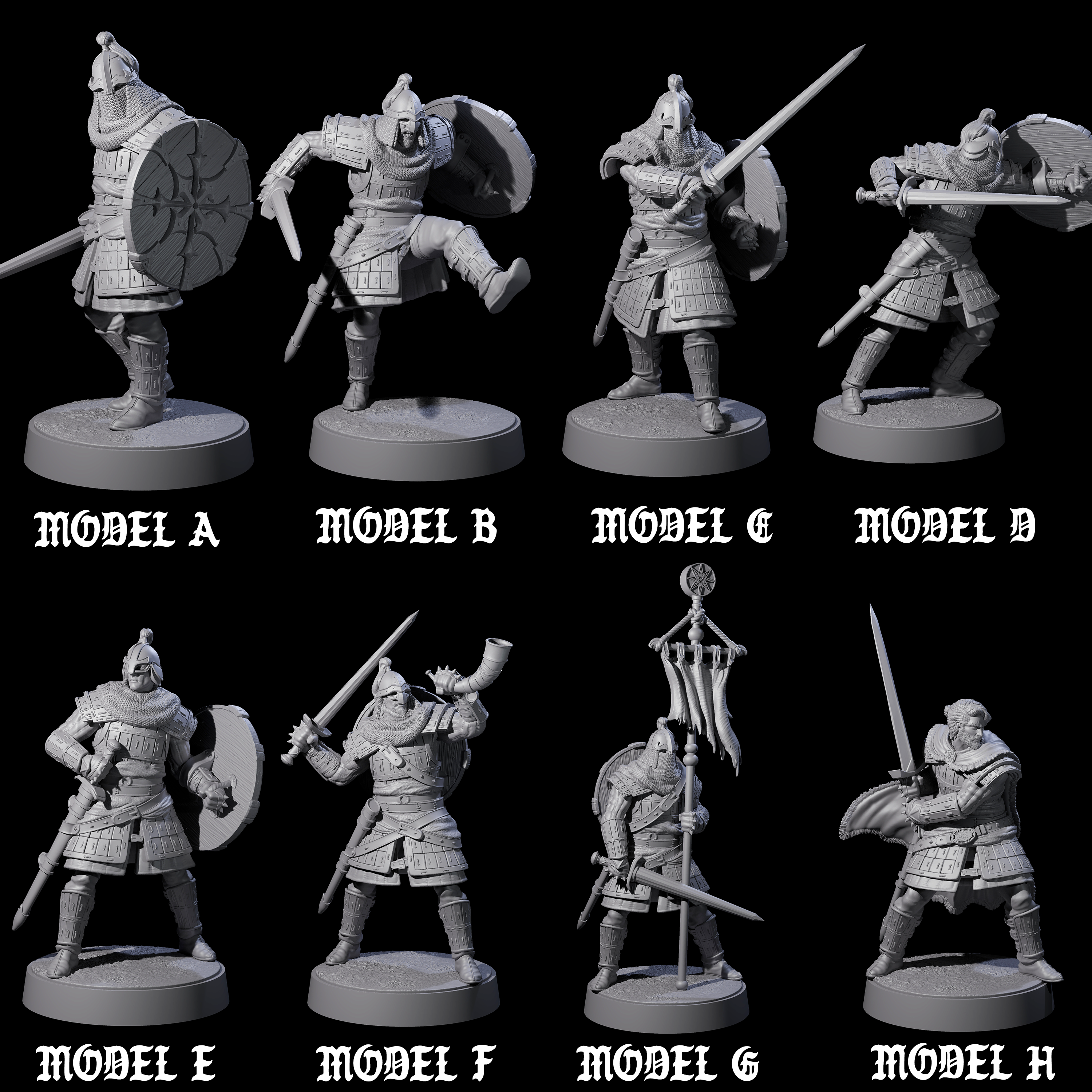 Eight Desert Mercenaries Miniature for Dungeons and Dragons, Pathfinder or other TTRPGs