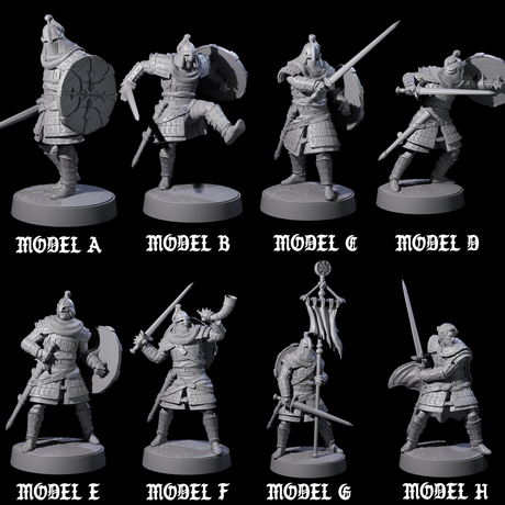Eight Desert Mercenaries Miniature for Dungeons and Dragons, Pathfinder or other TTRPGs