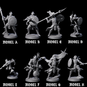 Eight Dragon Spearmen Miniature for Dungeons and Dragons, Pathfinder or other TTRPGs