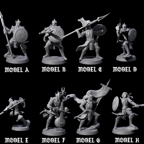 Eight Dragon Spearmen Miniature for Dungeons and Dragons, Pathfinder or other TTRPGs
