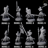 Eight Full Helm Elf Blademasters Miniature for Dungeons and Dragons, Pathfinder or other TTRPGs
