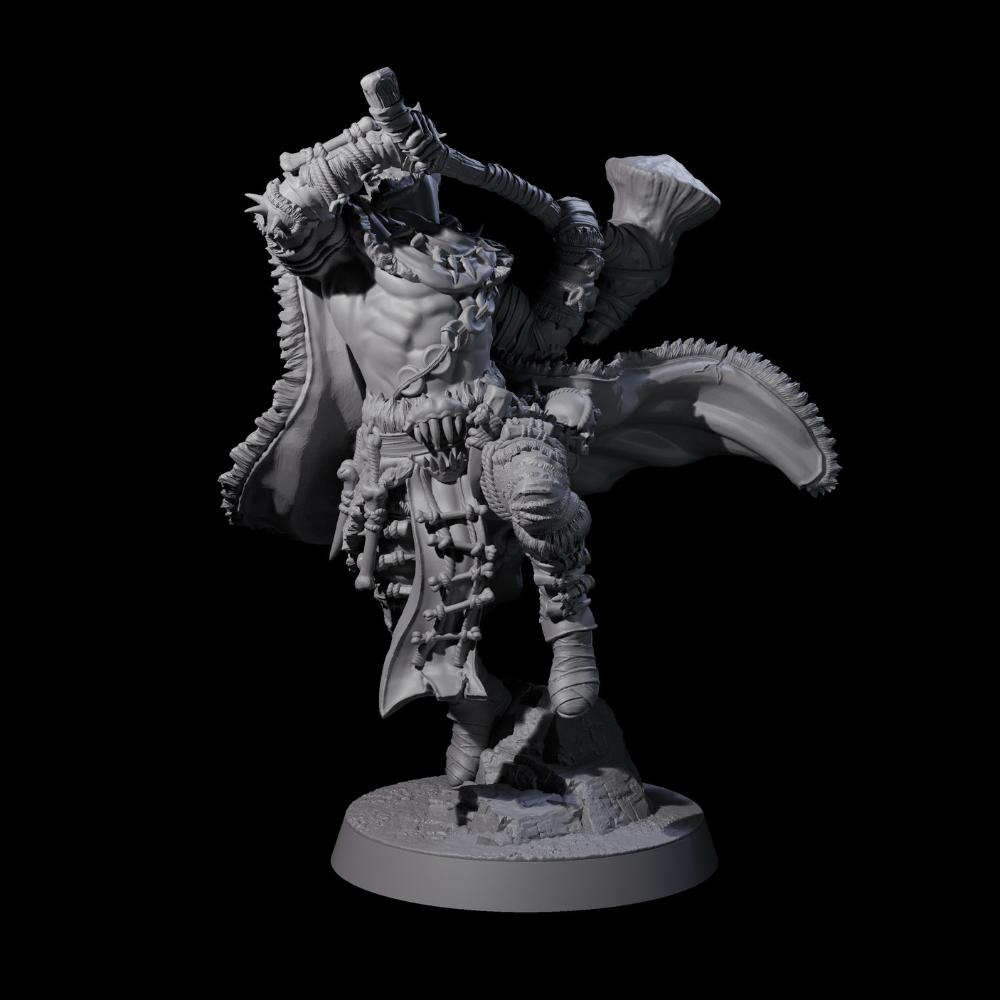 Eight Half Masked Berserkers Miniature for Dungeons and Dragons, Pathfinder or other TTRPGs