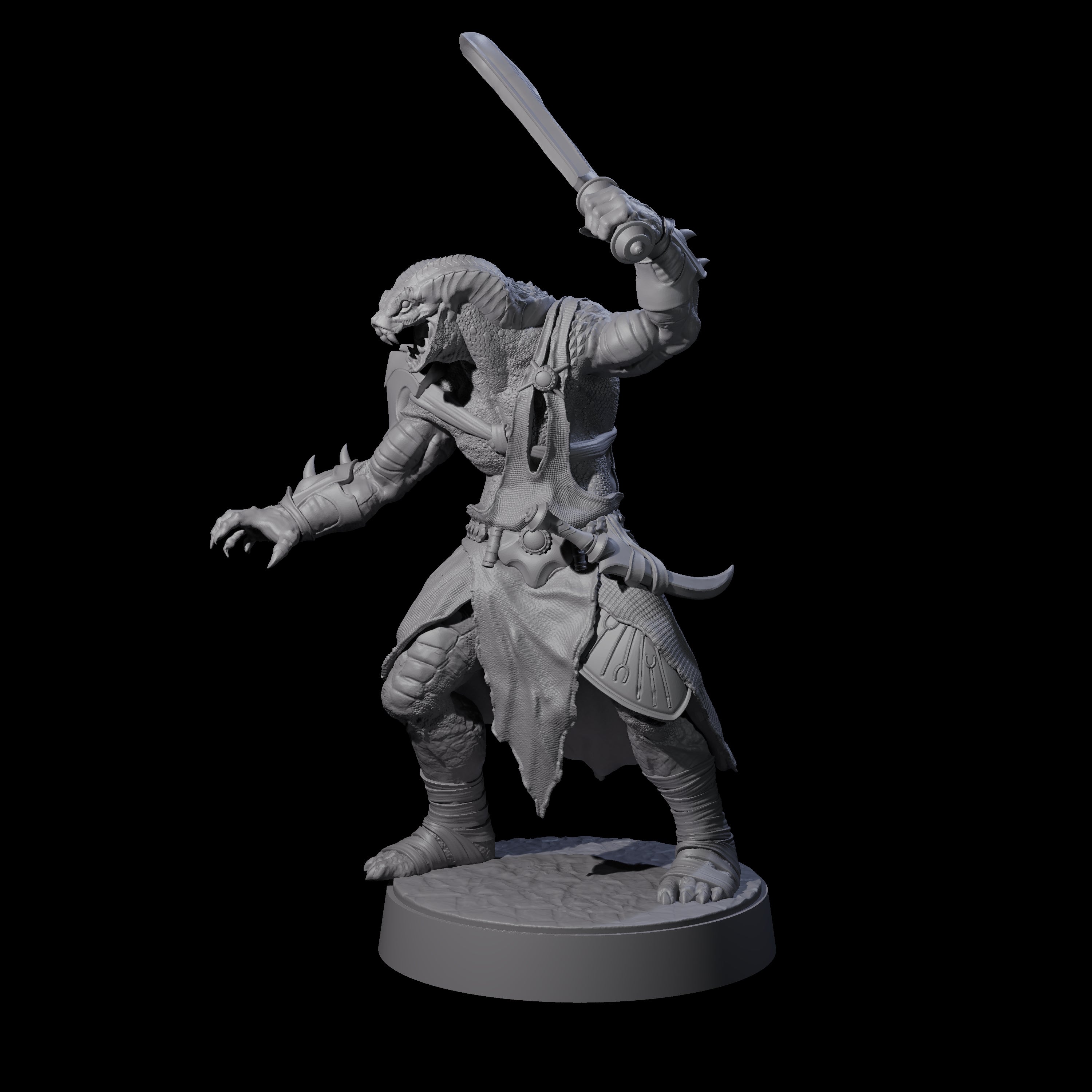 Eight Muscular Yuan-ti Warriors Miniature for Dungeons and Dragons, Pathfinder or other TTRPGs