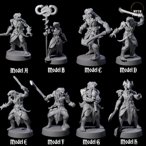 Eight Muscular Yuan-ti Warriors Miniature for Dungeons and Dragons, Pathfinder or other TTRPGs