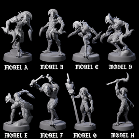 Eight Sinuous Babaus Miniature for Dungeons and Dragons, Pathfinder or other TTRPGs