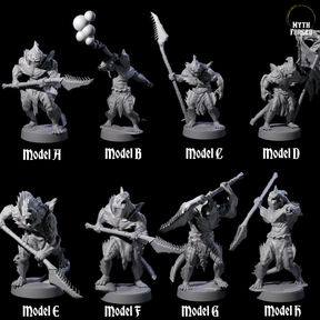 Eight Spikey Sahuagin Attackers Miniature for Dungeons and Dragons, Pathfinder or other TTRPGs
