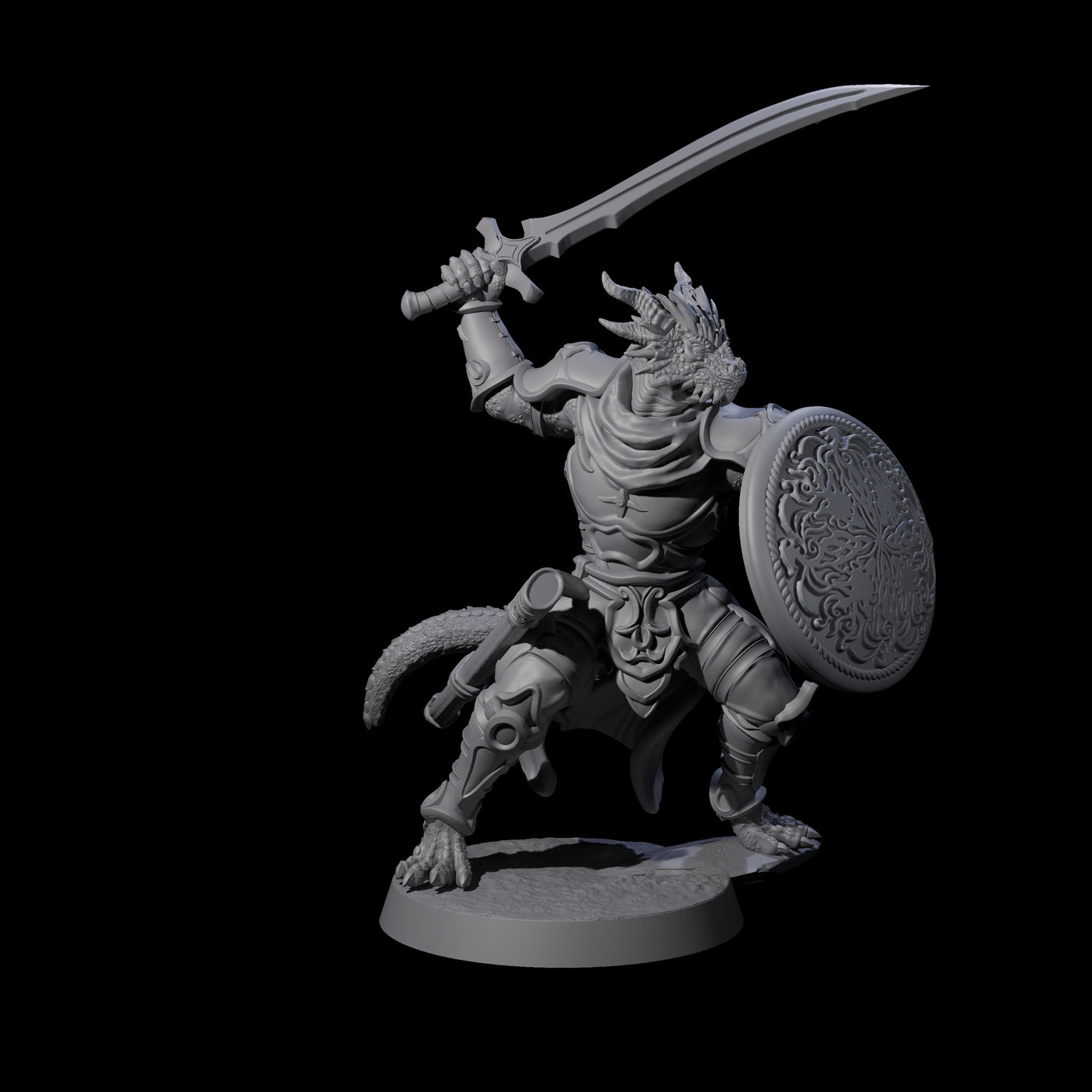 Eight Swinging Dragonborn Flameblades Miniature for Dungeons and Dragons, Pathfinder or other TTRPGs