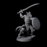 Eight Swinging Dragonborn Flameblades Miniature for Dungeons and Dragons, Pathfinder or other TTRPGs