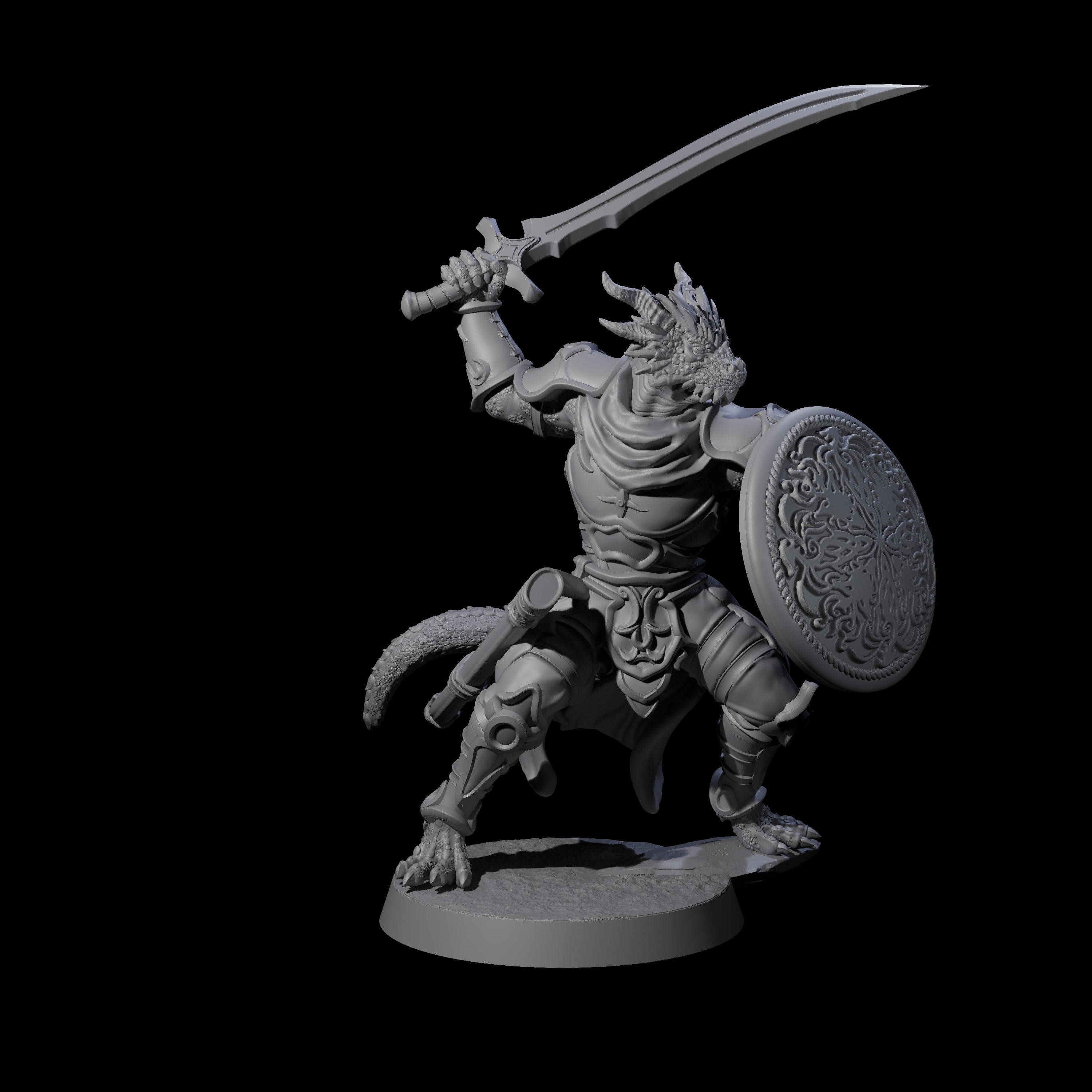 Eight Swinging Dragonborn Flameblades Miniature for Dungeons and Dragons, Pathfinder or other TTRPGs