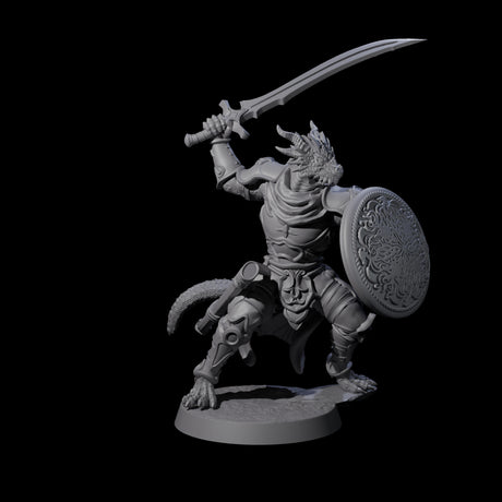 Eight Swinging Dragonborn Flameblades Miniature for Dungeons and Dragons, Pathfinder or other TTRPGs