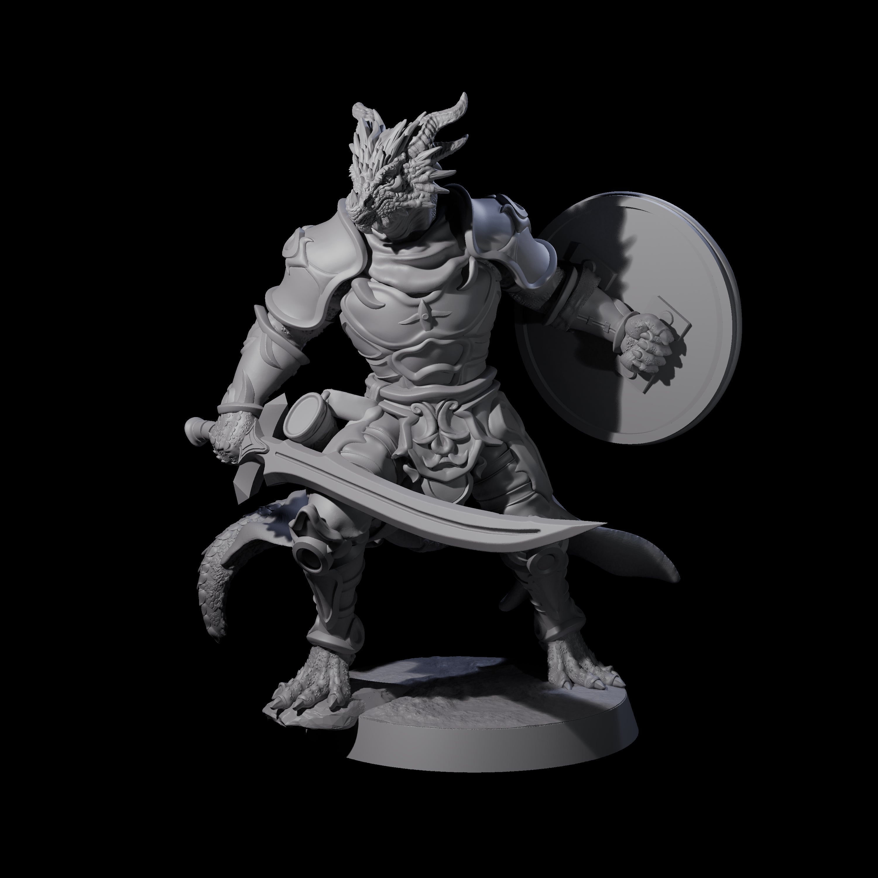 Eight Swinging Dragonborn Flameblades Miniature for Dungeons and Dragons, Pathfinder or other TTRPGs