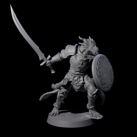 Eight Swinging Dragonborn Flameblades Miniature for Dungeons and Dragons, Pathfinder or other TTRPGs