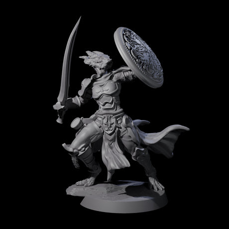 Eight Swinging Dragonborn Flameblades Miniature for Dungeons and Dragons, Pathfinder or other TTRPGs