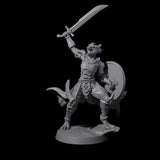 Eight Swinging Dragonborn Flameblades Miniature for Dungeons and Dragons, Pathfinder or other TTRPGs